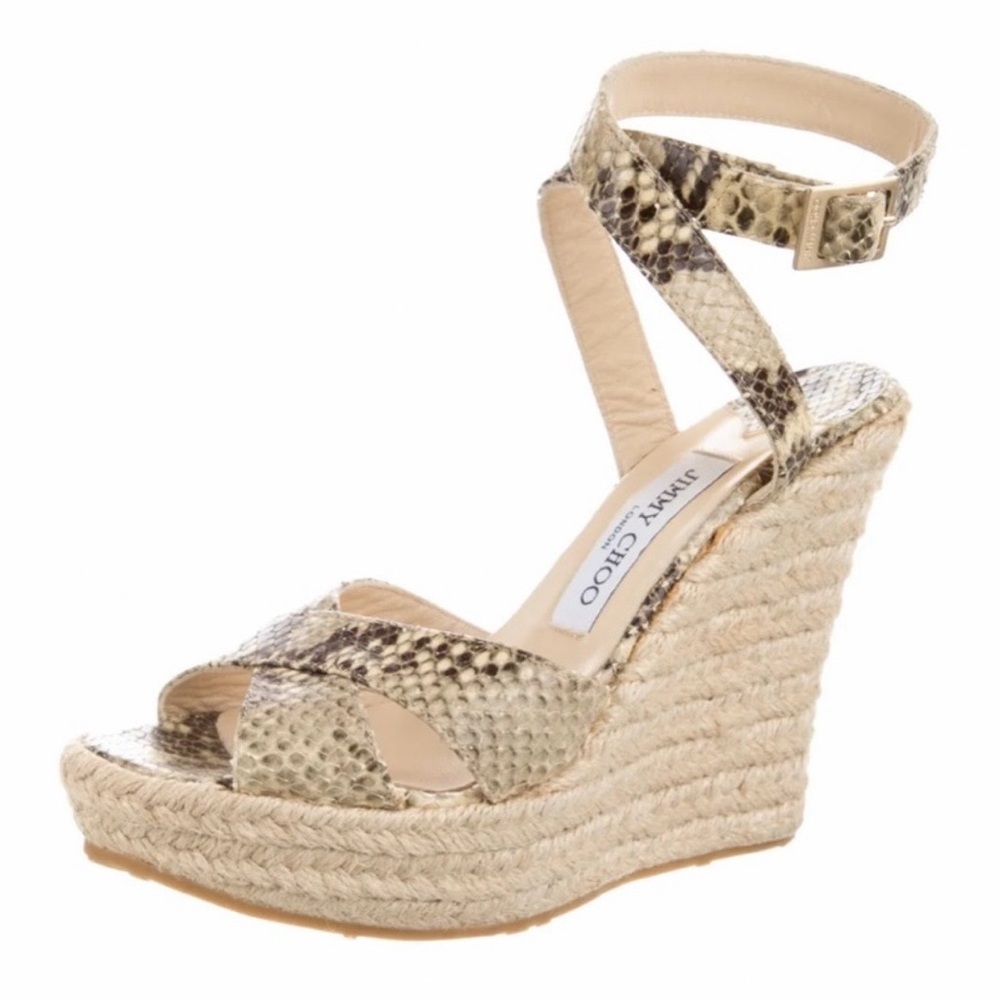 EUC Jimmy Choo Snakeskin Espadrille Wedges